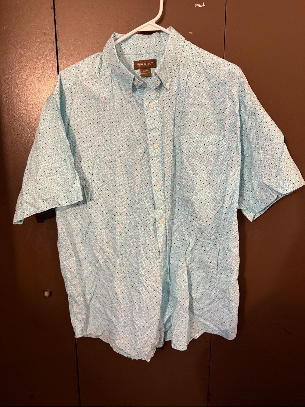 Ariat Men's Light Blue Short-Sleeve Button-Down with Micro Dot Print